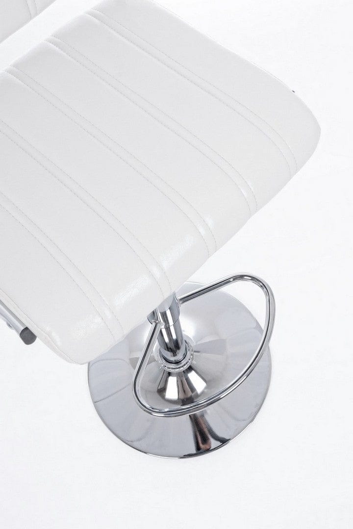 Set 2 scaune de bar tapitate cu piele ecologica si picior metalic Barclay Alb / Crom, l46xA51,5xH88,5-109,5 cm (3)