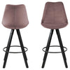Actona Set 2 scaune de bar tapitate cu stofa si picioare din lemn de cauciuc Dima Velvet Roz Inchis / Negru, l48,5xA55xH111,5 cm
