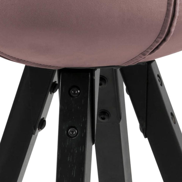 Set 2 scaune de bar tapitate cu stofa si picioare din lemn de cauciuc Dima Velvet Roz Inchis / Negru, l48,5xA55xH111,5 cm (6)