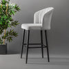 Asir Set 2 scaune de bar tapitate cu stofa si picioare metalice, Rubi Velvet Crem / Negru, l52xA42xH97 cm