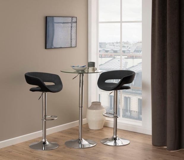 Set 2 scaune de bar tapitate cu stofa si picior metalic Grace Antracit / Crom, l54,5xA48,5xH104 cm (1)