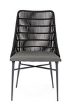 Set 2 scaune de terasa din metal, sezut tapitat cu stofa, Tablita Gri / Negru, l54xA57xH90 cm (5)