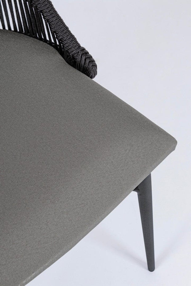 Set 2 scaune de terasa din metal, sezut tapitat cu stofa, Tablita Gri / Negru, l54xA57xH90 cm (8)