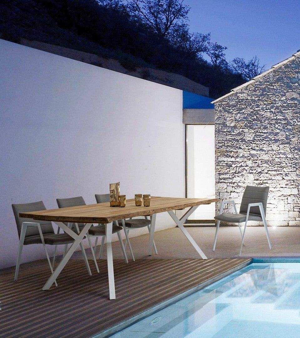 Set 2 scaune de terasa din metal, tapitate cu stofa, Axor Gri / Alb, l57xA65xH84 cm (2)