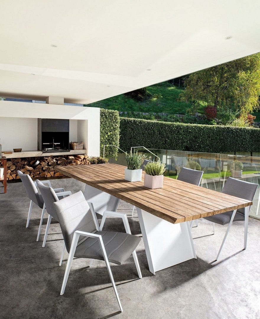 Set 2 scaune de terasa din metal, tapitate cu stofa, Axor Gri / Alb, l57xA65xH84 cm (4)