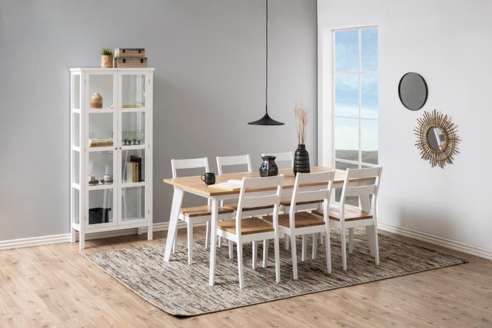 Set 2 scaune din lemn de cauciuc Derry Alb / Stejar, l48xA51,5xH90 cm (1)