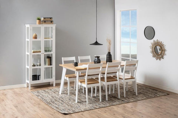 Set 2 scaune din lemn de cauciuc Derry Alb / Stejar, l48xA51,5xH90 cm (1)