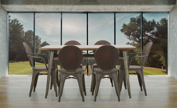 Set 2 scaune din lemn de pin si metal Harlem Nuc / Gri inchis, l54xA51xH83 cm (1)