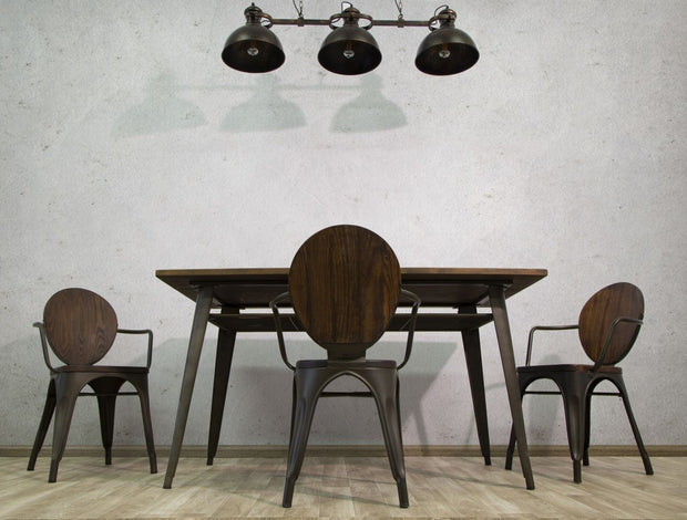 Set 2 scaune din lemn de pin si metal Harlem Nuc / Gri inchis, l54xA51xH83 cm (2)