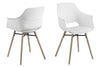 Set 2 scaune din plastic, sezut tapitat cu piele ecologica si picioare din lemn Ramona Alb / Stejar, l57xA52,5xH85 cm (1)