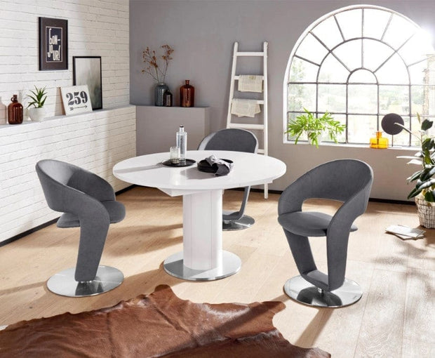 MCA Furniture Set 2 scaune rotative tapitate cu stofa si picioare metalice, Firona Gri Deschis / Crom, l62xA62xH90 cm