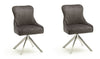 Set 2 scaune rotative tapitate cu stofa si picioare metalice, Sheffield A Oval, Cappucino / Crom, l53xA64xH88 cm