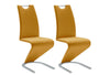 Set 2 scaune tapitate cu piele ecologica si picioare metalice, Amado Mustariu / Crom, l45xA62xH102 cm