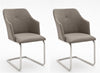 Set 2 scaune tapitate cu piele ecologica si picioare metalice, Madita B Swing, Bej / Crom, l54xA62xH88 cm