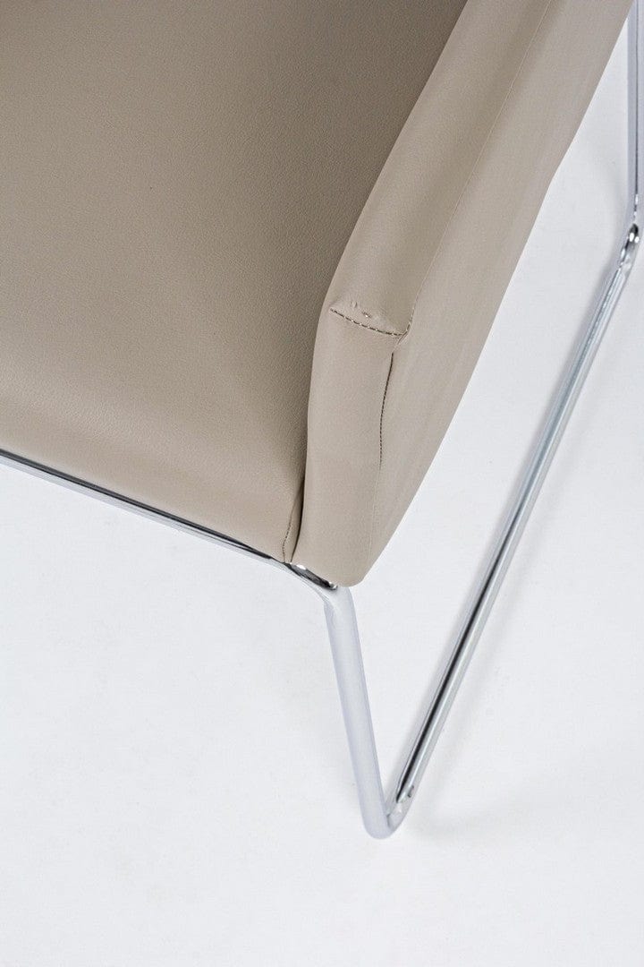 Set 2 scaune tapitate cu piele ecologica si picioare metalice Sixty Grej / Crom, l60xA54xH80,5 cm (6)