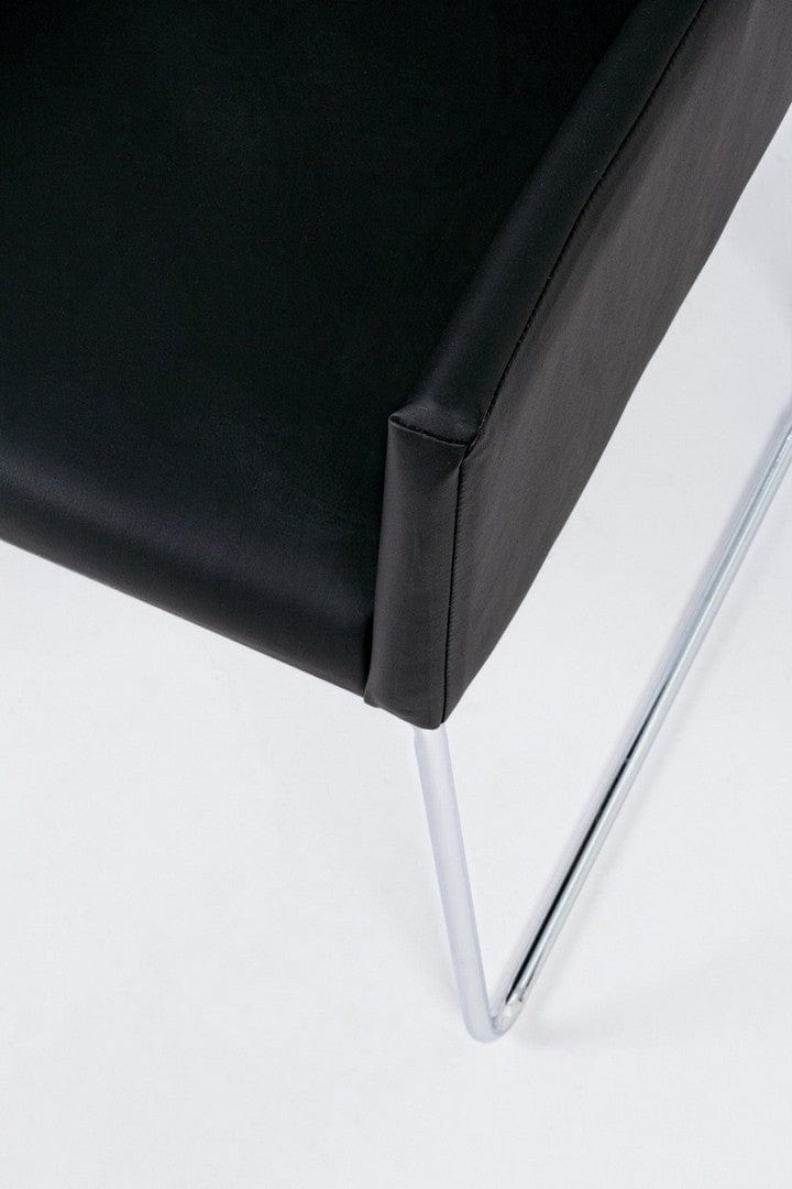 Set 2 scaune tapitate cu piele ecologica si picioare metalice Sixty Negru / Crom, l60xA54xH80,5 cm (6)