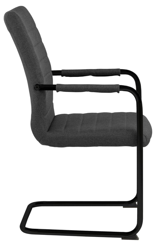 Set 2 scaune tapitate cu stofa si picioare metalice Gudrun Plus Gri inchis / Negru, l52,5xA63,5xH95,5 cm (2)