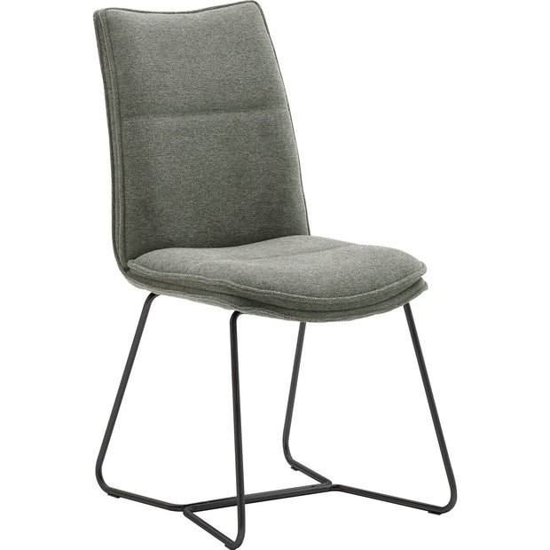 MCA Furniture Set 2 scaune tapitate cu stofa si picioare metalice, Hampton I Verde Olive / Negru, l48xA65xH94 cm