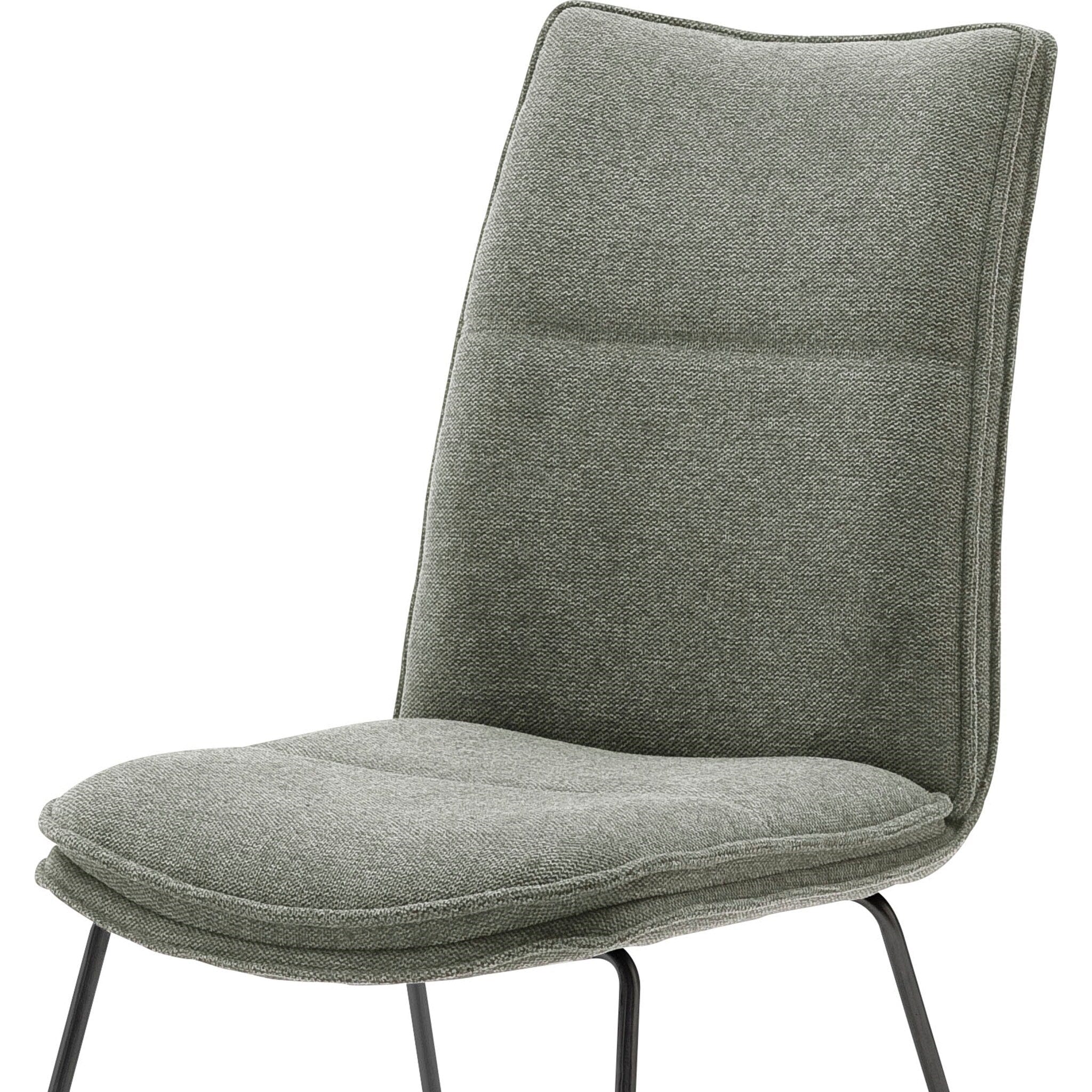 MCA Furniture Set 2 scaune tapitate cu stofa si picioare metalice, Hampton I Verde Olive / Negru, l48xA65xH94 cm