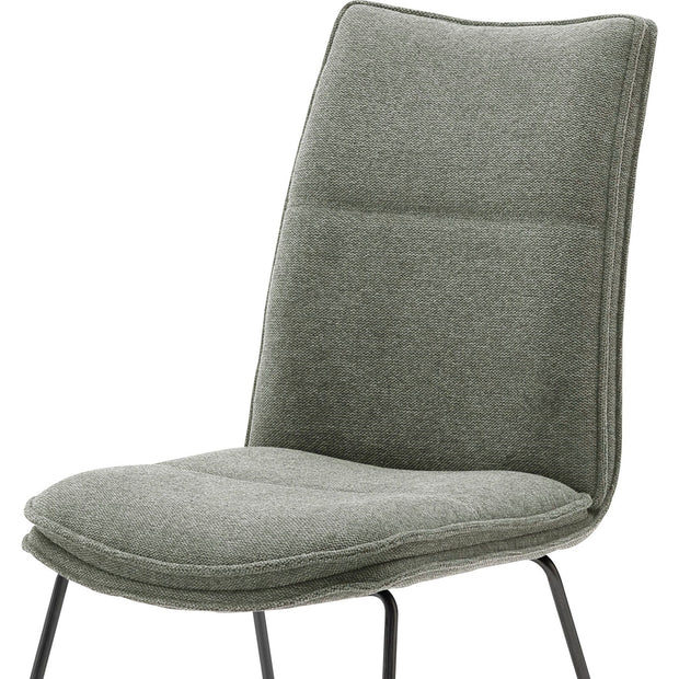 MCA Furniture Set 2 scaune tapitate cu stofa si picioare metalice, Hampton I Verde Olive / Negru, l48xA65xH94 cm