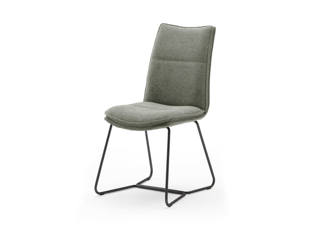 MCA Furniture Set 2 scaune tapitate cu stofa si picioare metalice, Hampton I Verde Olive / Negru, l48xA65xH94 cm