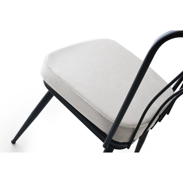 Asir Set 2 scaune tapitate cu stofa si picioare metalice, Yildiz 186 Velvet Gri Deschis / Negru, l43xA42xH82 cm