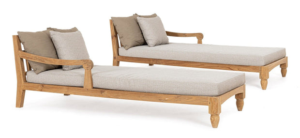 Set 2 sezlonguri pentru terasa, din lemn de tec, cu perne detasabile tapitate cu stofa, Bali Natural, l87xA206xH79 cm (1)