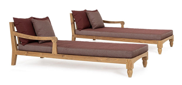 Set 2 sezlonguri pentru terasa, din lemn de tec, cu perne detasabile tapitate cu stofa, Bali Natural, l87xA206xH79 cm (2)