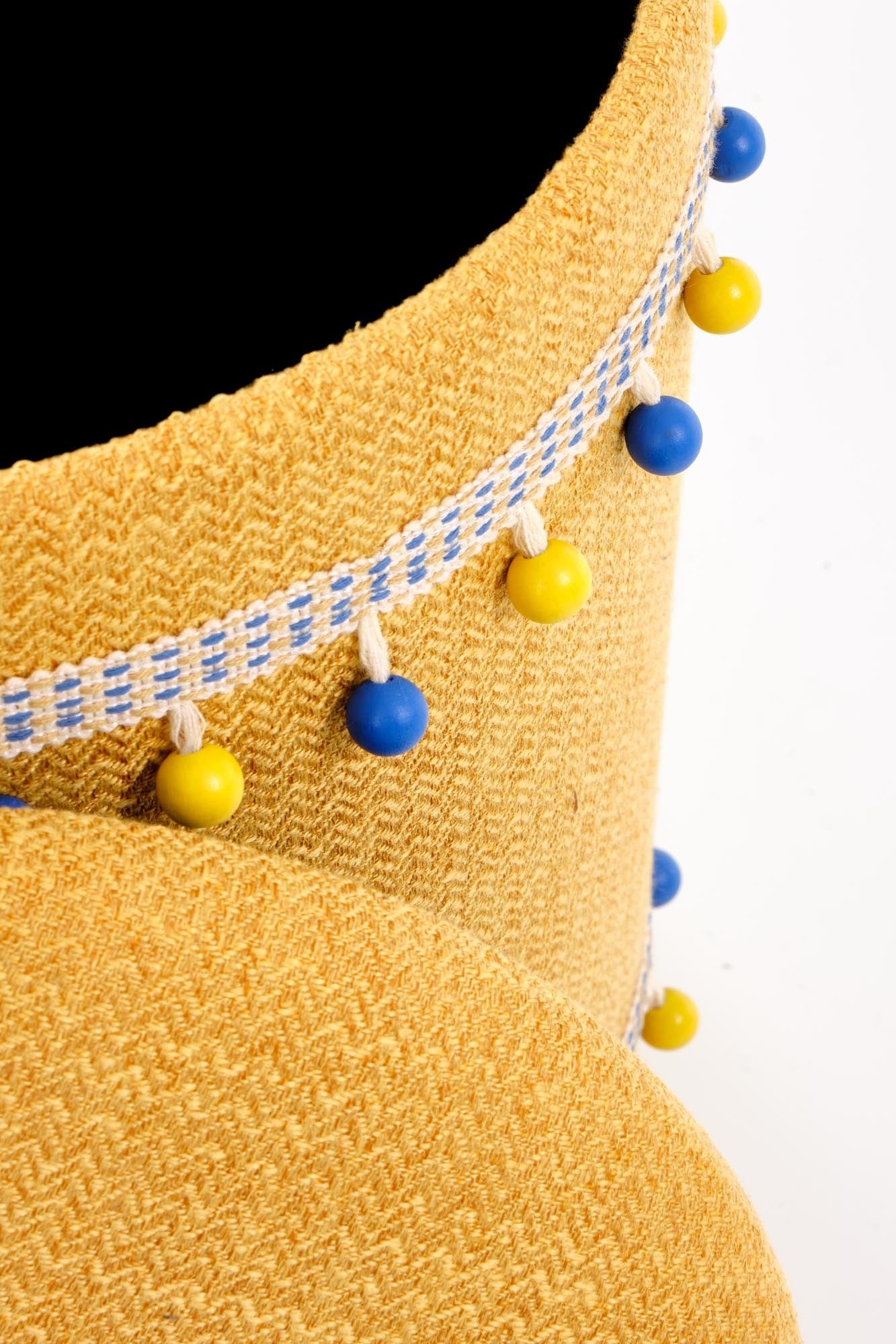 Halmar Set 2 taburete tapitate cu stofa si spatiu de depozitare, Grayton Galben, Ø38xH44 / Ø30xH37 cm