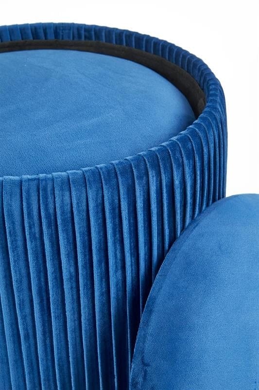 Set 2 taburete tapitate cu stofa si spatiu de depozitare Montagne Velvet Albastru inchis / Auriu, Ø36xH44 / Ø31xH38 cm (4)