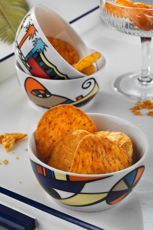 Set 3 boluri din portelan Eye Multicolor, Ø10 cm