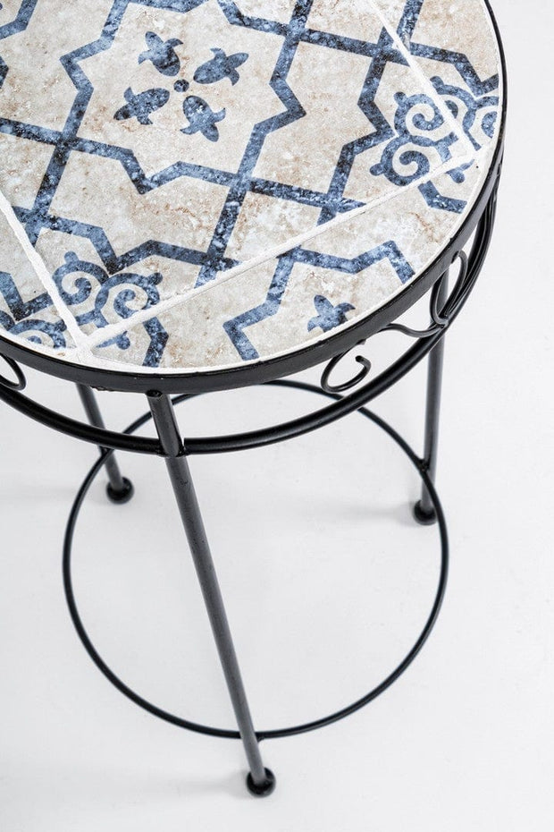 Bizzotto Set 3 masute suport flori din ceramica si metal, Erice Round Multicolor / Negru, Ø30xH68 cm / Ø25xH57 cm / Ø20xH51 cm