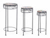 Set 3 masute suport flori din ceramica si metal, Paloma Round Multicolor / Negru, Ø30xH68 cm / Ø25xH57 cm / Ø20xH51 cm