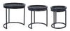Bizzotto Set 3 mese de cafea din lemn de mango si metal Kirtan Round Negru, Ø45xH46 cm / Ø38xH41 cm / Ø28xH36 cm