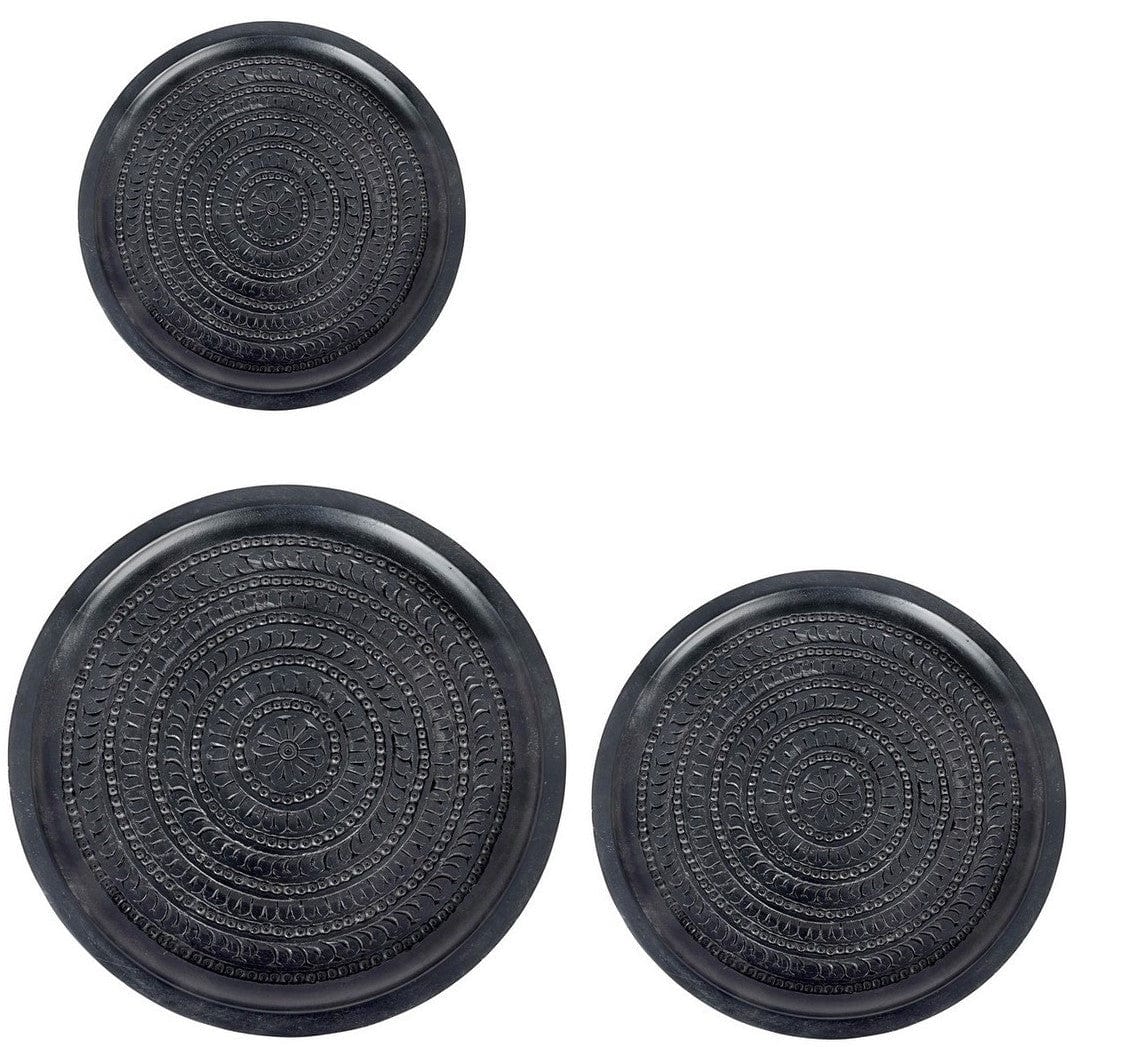 Set 3 mese de cafea din lemn de mango si metal Kirtan Round Negru, Ø45xH46 cm / Ø38xH41 cm / Ø28xH36 cm (8)