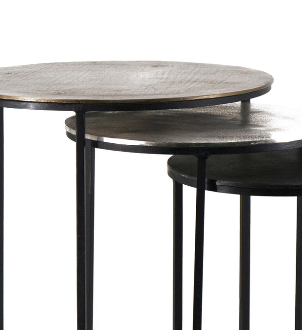 Set 3 mese de cafea din metal, Antique Round Multicolor, Ø42xH60 cm / Ø35xH55 cm / Ø30xH50 cm (1)