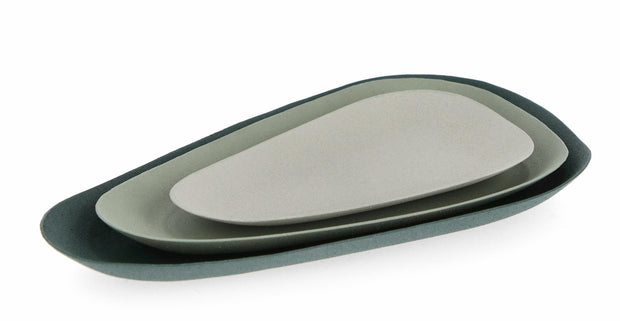 Set 3 platouri decorative din metal, Lebete Verde, L30,5xl17xH1,5 cm / L25,5xl14,5xH1,5 cm / L20,5xl11xH1 cm (1)