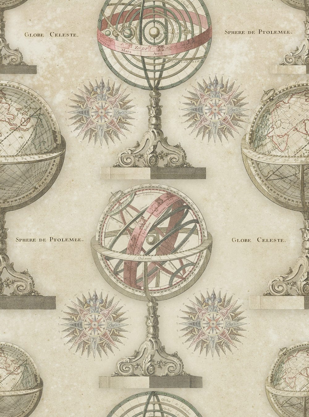 Set 3 role Tapet Imprimat Digital Armillary