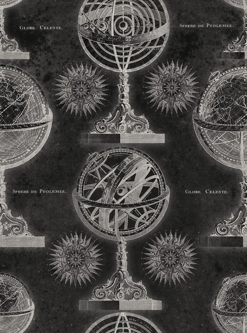 Set 3 role Tapet Imprimat Digital Armillary Black