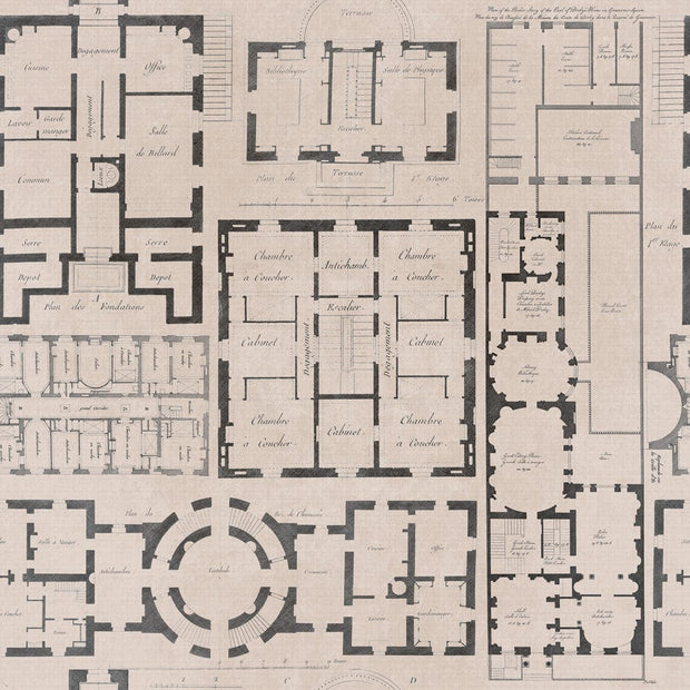 Set 3 role Tapet Imprimat Digital Chateau Taupe