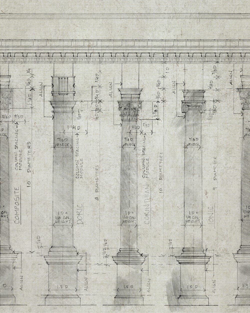 Set 3 role Tapet Imprimat Digital Colonnade Sand