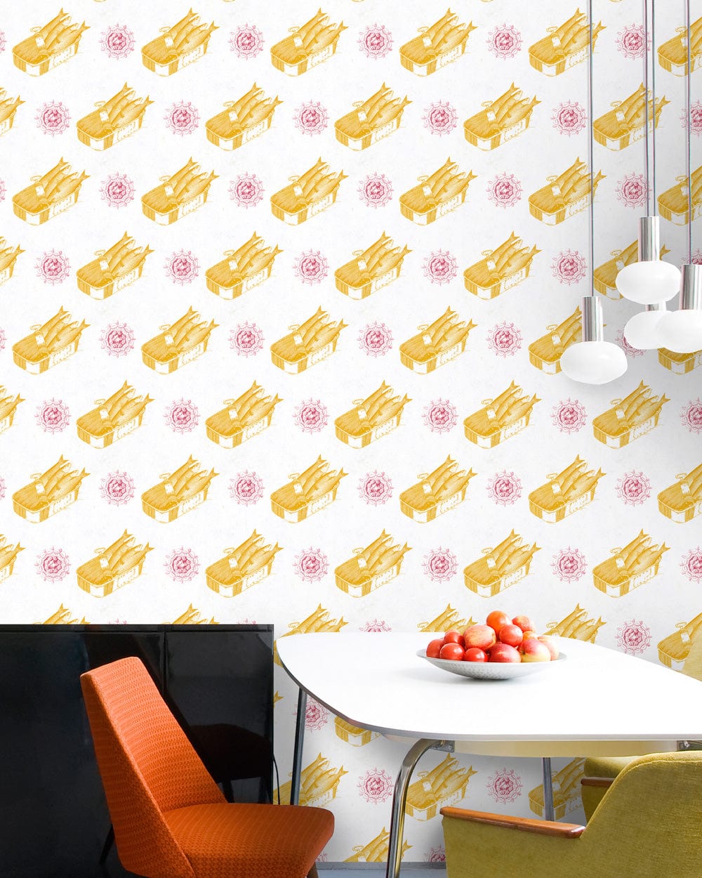 Set 3 role Tapet Imprimat Digital Sardines Yellow (1)