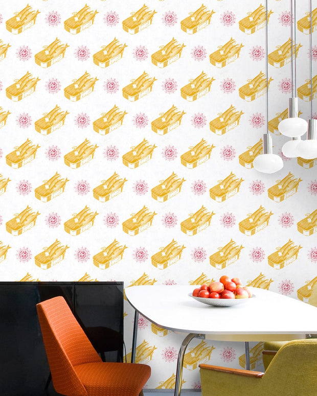 Set 3 role Tapet Imprimat Digital Sardines Yellow (1)