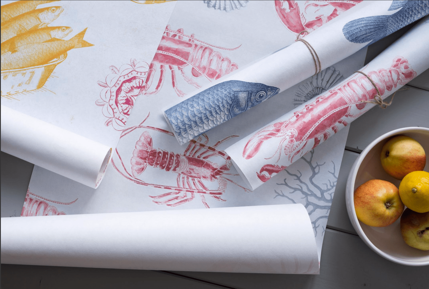 Set 3 role Tapet Imprimat Digital Sardines Yellow (2)