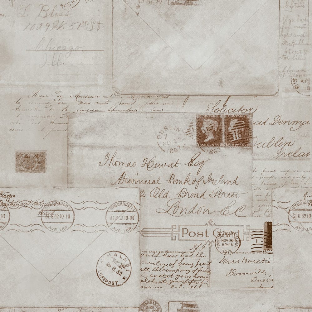 Set 3 role Tapet Imprimat Digital Vintage Postcards Neutral