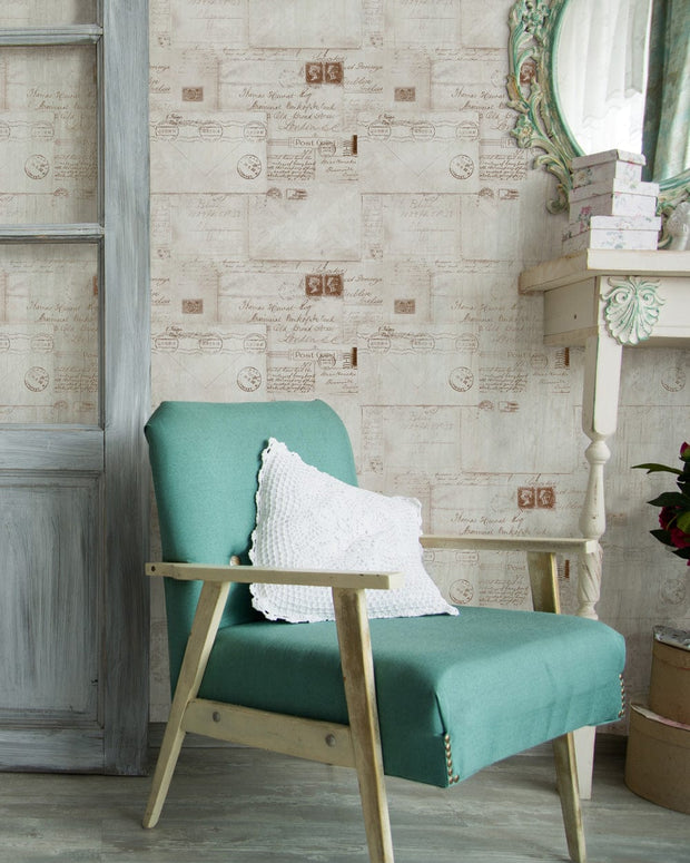 Set 3 role Tapet Imprimat Digital Vintage Postcards Neutral (1)