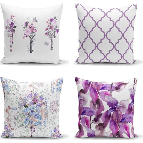 Hillkar Global Set 4 fete perna decorative din poliester si bumbac, Amira RKYK146 Multicolor, 43 x 43 cm