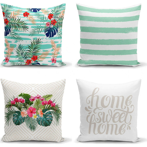 Hillkar Global Set 4 fete perna decorative din poliester si bumbac, Amira RKYK147 Multicolor, 43 x 43 cm