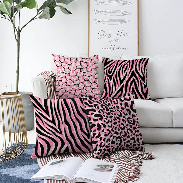 Hillkar Global Set 4 fete perna decorative din poliester si bumbac, Aslan RKYK316 Multicolor, 43 x 43 cm