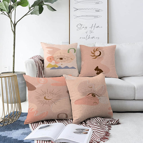 Hillkar Global Set 4 fete perna decorative din poliester si bumbac, Aslan RKYK317 Multicolor, 43 x 43 cm